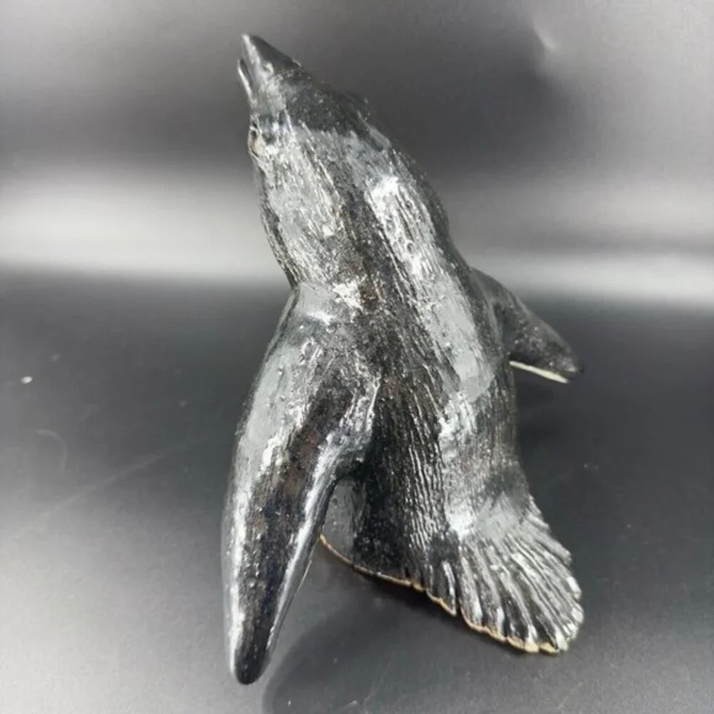 Large Hand Made‎ Pottery Penguin Bird Figurine Stoneware Figure Paperweight VTG